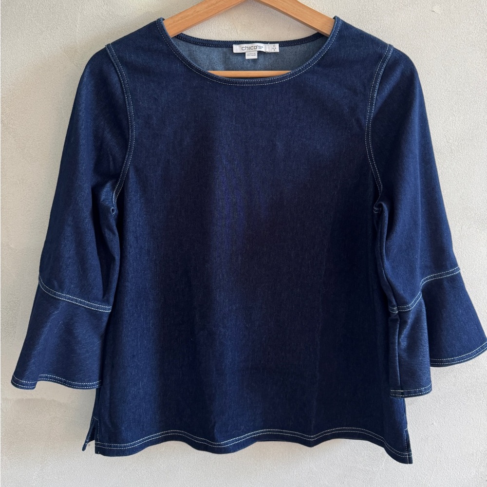 Chico's - Denim Bell Sleeve Boxy Blouse